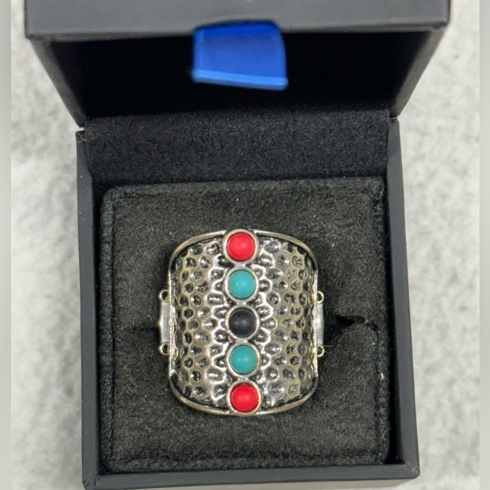 Vintage Boho Stone Statement Adjustable Stretch R… - image 1